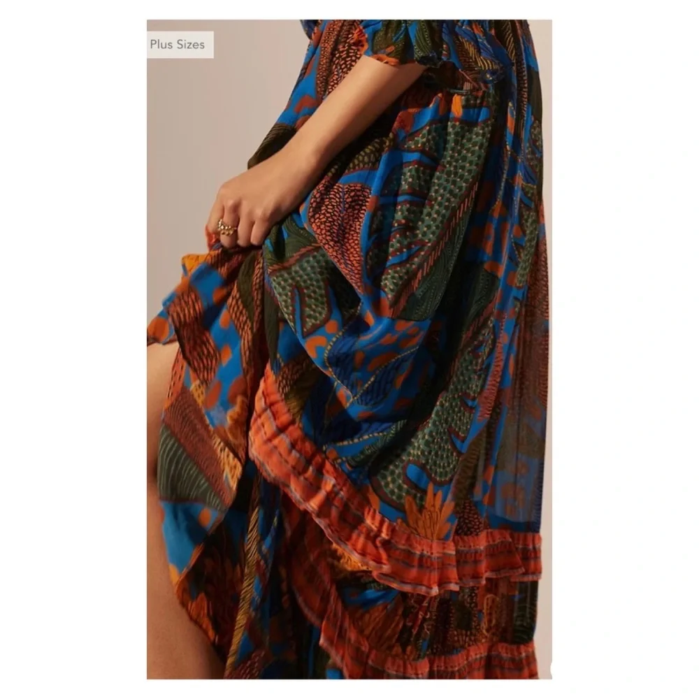 FARM Rio Blue and Orange Floral Maxi Dress - Picture 4 of 14